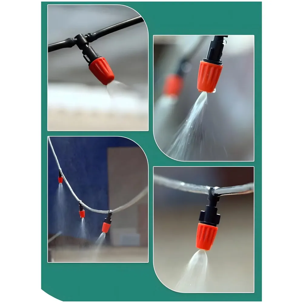 Garden Mist Cooling Kit, Outdoor Misting System for Patio, Garden, and Porch, Drip irrigation 30 ft Hose, Easy DIY Installation, 10 Adjustable Nozzles. - 5