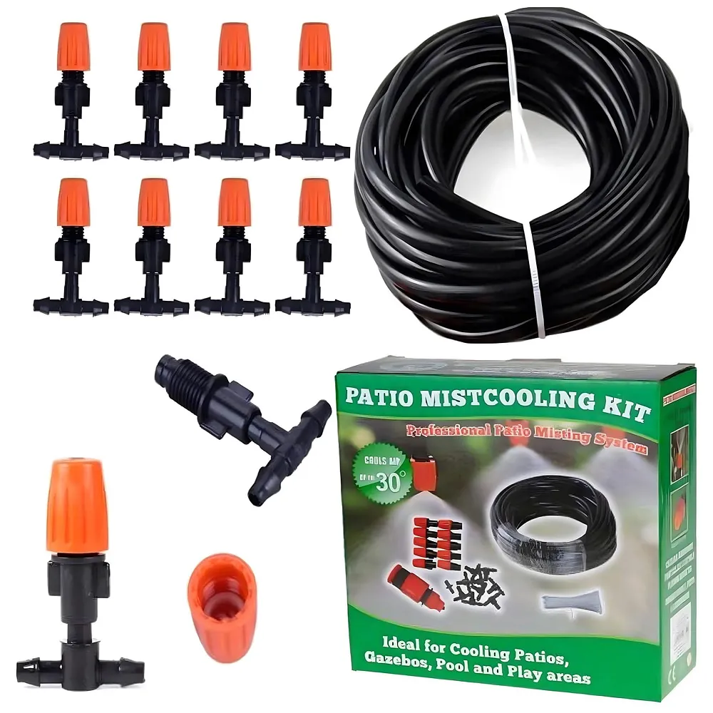 Garden Mist Cooling Kit 30ft Hose 10 Nozzles for Patio Porch DIY