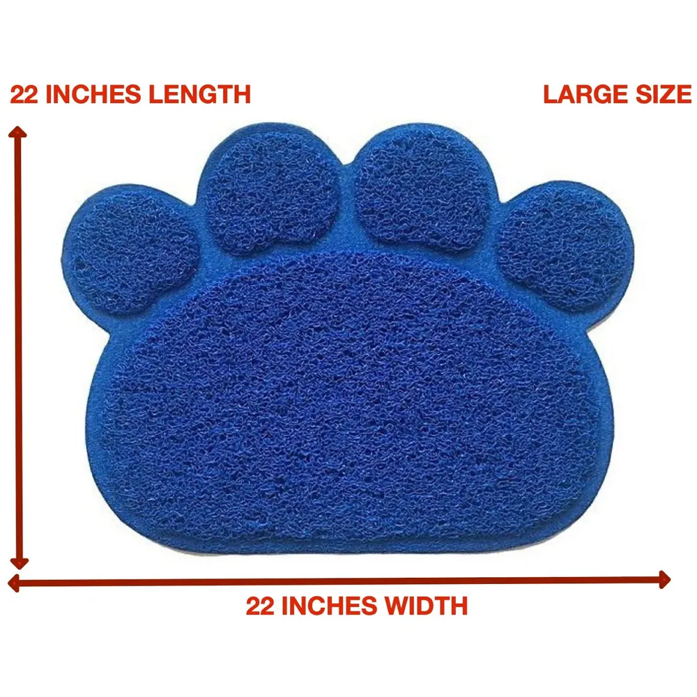 Multi-Purpose Pet Mat for Dogs and Cats ~ Feeding, Sitting, Scratching, House Breaking, Sleeping Placemat (Large 22 x 22 Inches, Ink Blue)