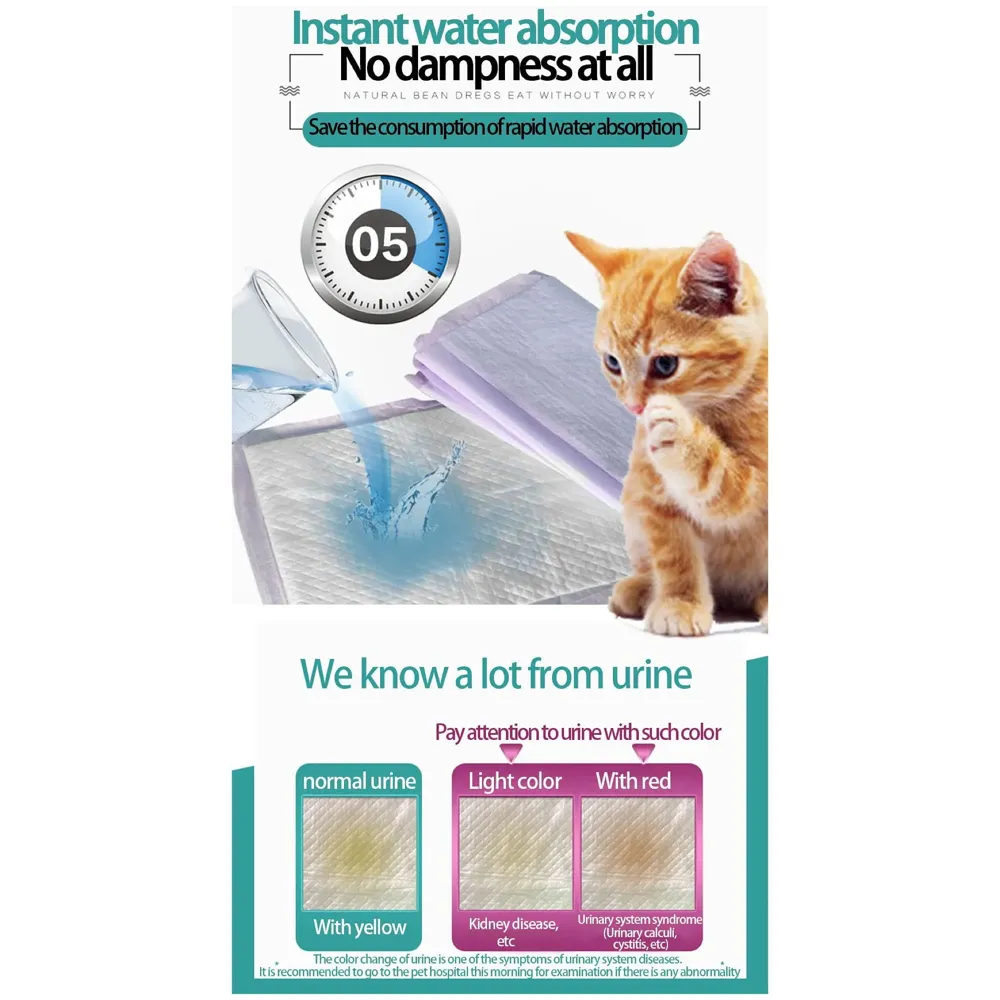Cat Litter Box Pads - Pack of 100, 33 x 45Cm (18*12 Inch) Urine Pads Potty No Mess high Absorbtion Pads for Litter Box - 2
