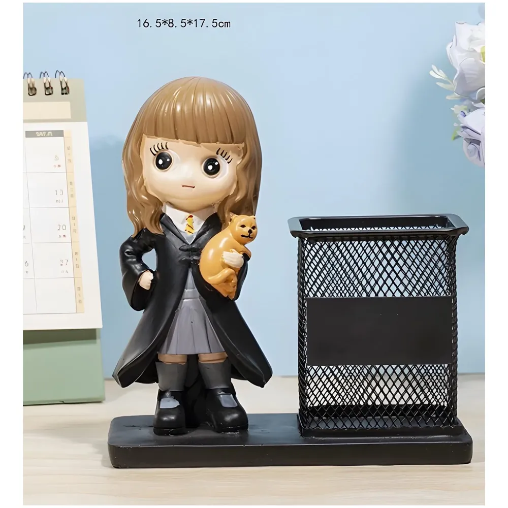 Wizard Pen stand For Wizards And Witches Desk Pen Holder Mesh Decoration For Home And Office Study Work Black – 17.5 x 16.5 x 8.5 Cm (Girl) - 2