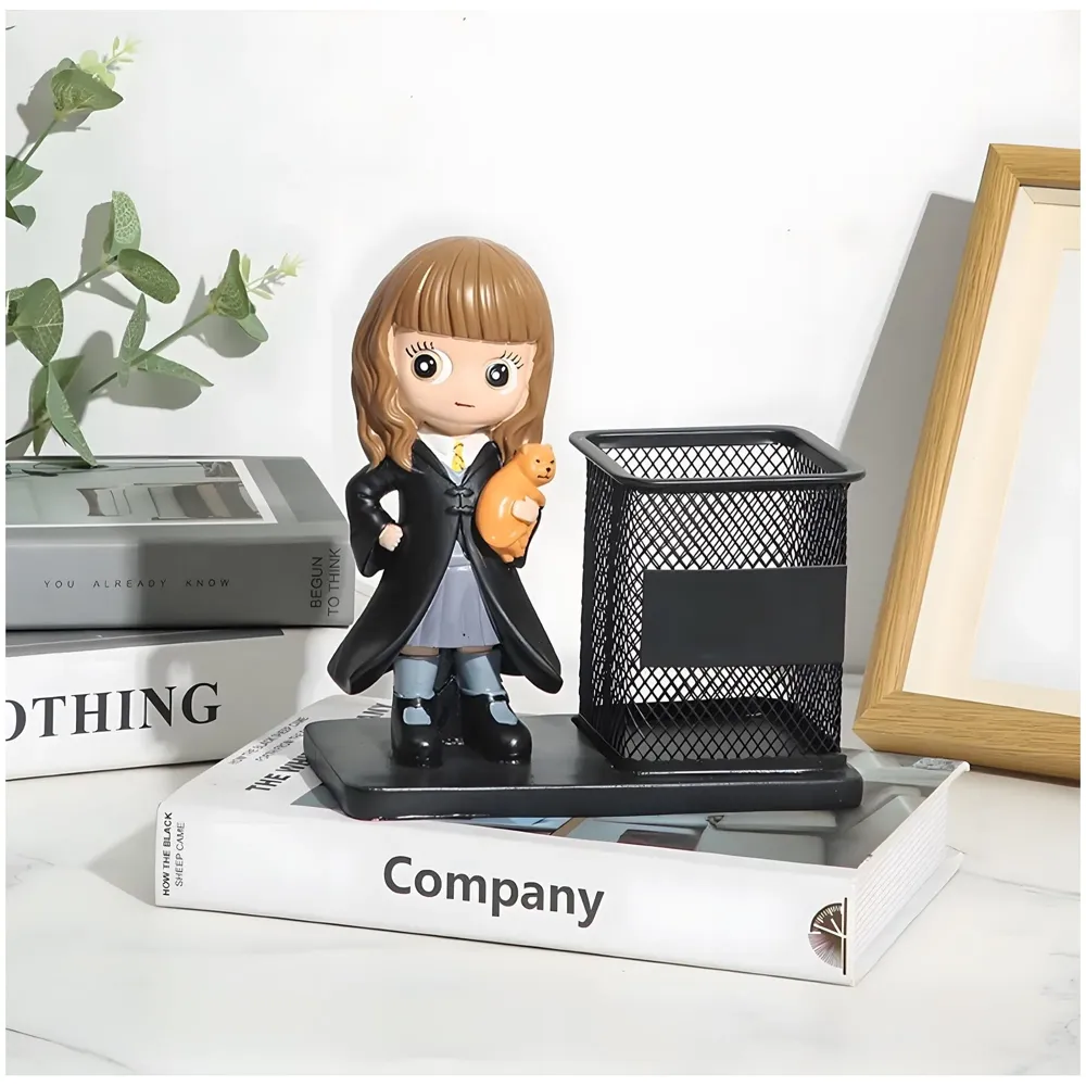 Wizard Pen stand For Wizards And Witches Desk Pen Holder Mesh Decoration For Home And Office Study Work Black – 17.5 x 16.5 x 8.5 Cm (Girl) - 4