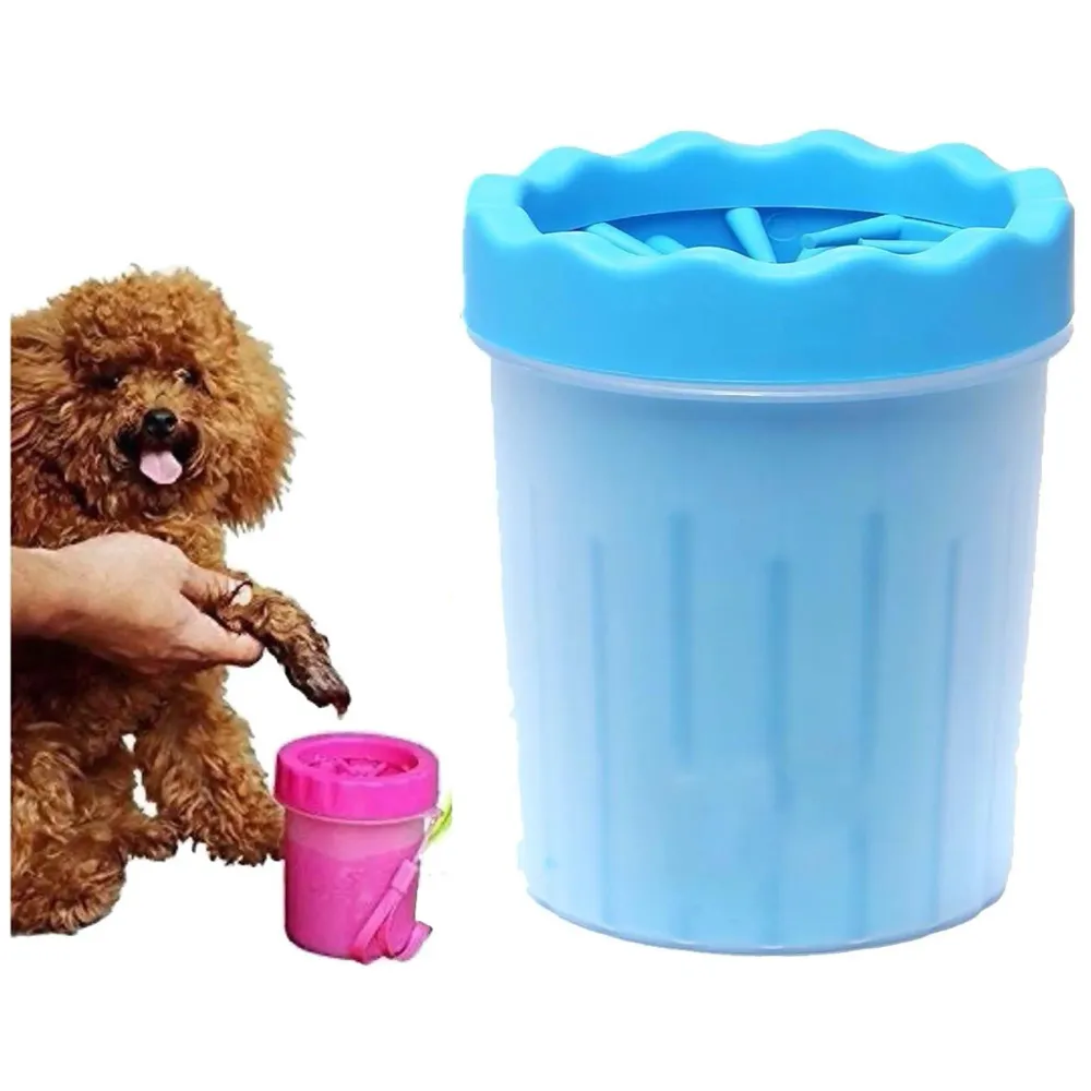 Portable Pet Paw Cleaner/Washer, Durable Cleaning Cup With Silicone Bristles, Quickly Scrub and Wash Muddy Dirty Paws and Feet, Small to Medium Large Dog Breeds (Small Breeds Blue)