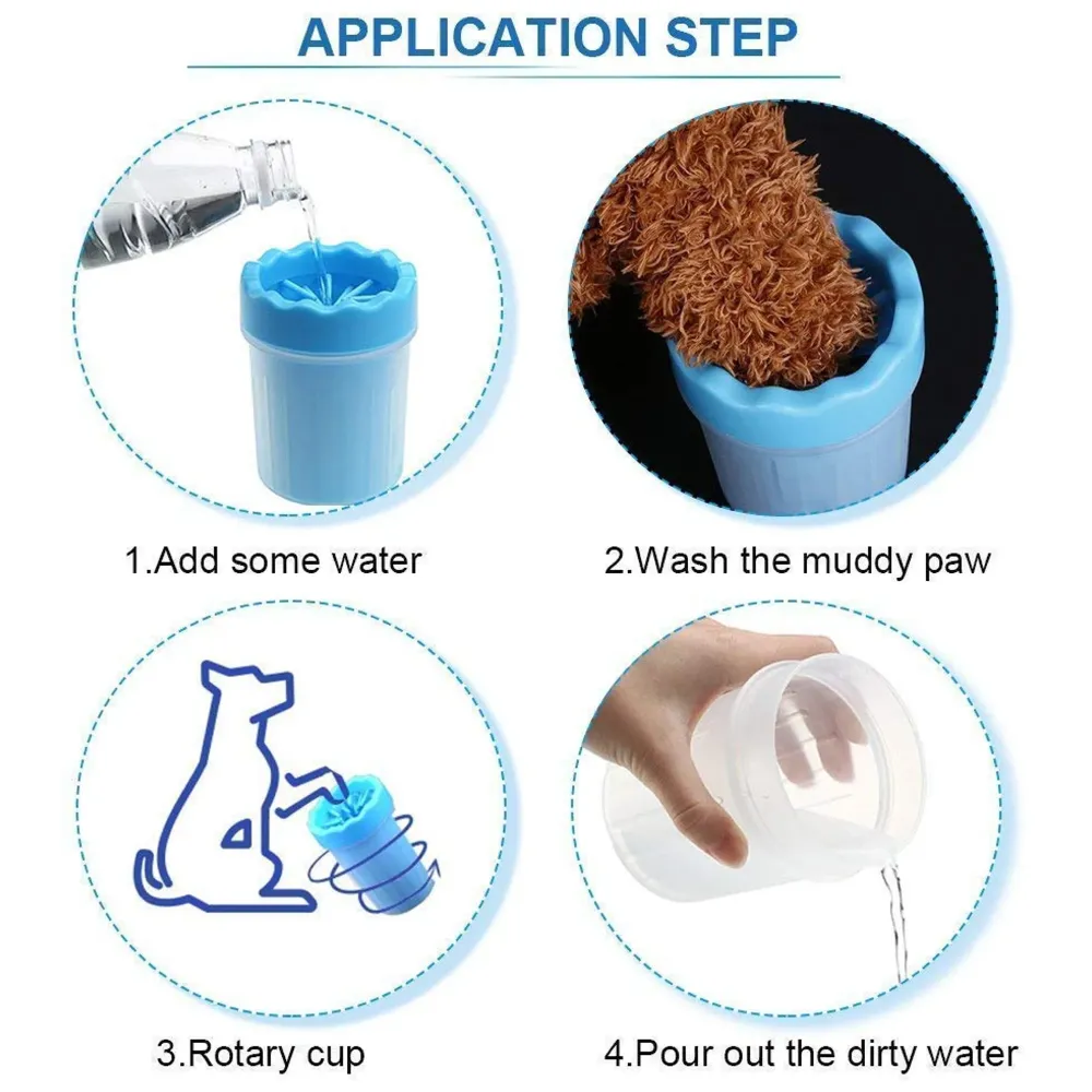 Portable Pet Paw Cleaner/Washer, Durable Cleaning Cup With Silicone Bristles, Quickly Scrub and Wash Muddy Dirty Paws and Feet, Small to Medium Large Dog Breeds (Small Breeds Blue)