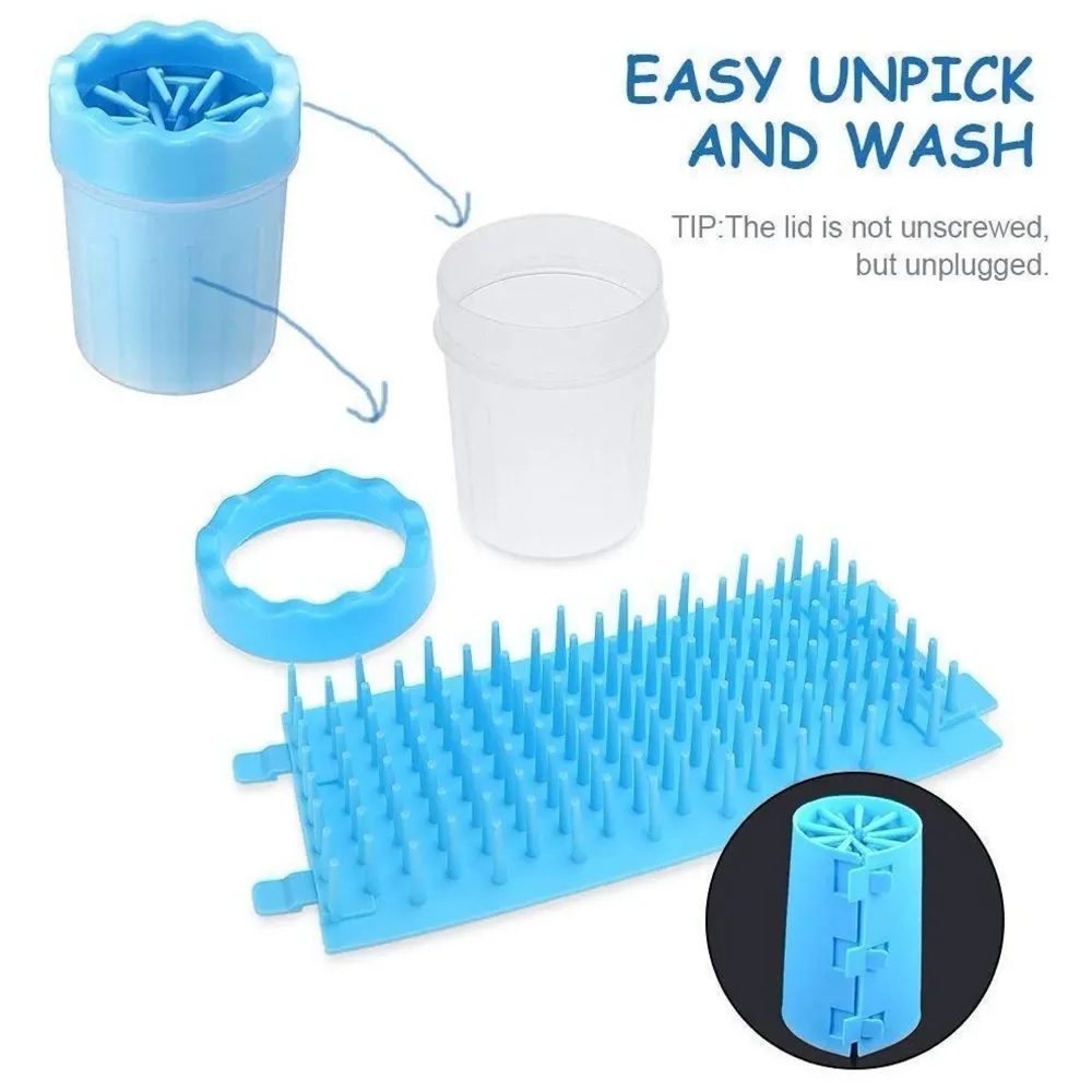 Portable Pet Paw Cleaner/Washer, Durable Cleaning Cup With Silicone Bristles, Quickly Scrub and Wash Muddy Dirty Paws and Feet, Small to Medium Large Dog Breeds (Small Breeds Blue)