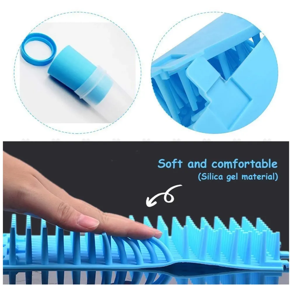 Portable Pet Paw Cleaner/Washer, Durable Cleaning Cup With Silicone Bristles, Quickly Scrub and Wash Muddy Dirty Paws and Feet, Small to Medium Large Dog Breeds (Large Breeds Blue)