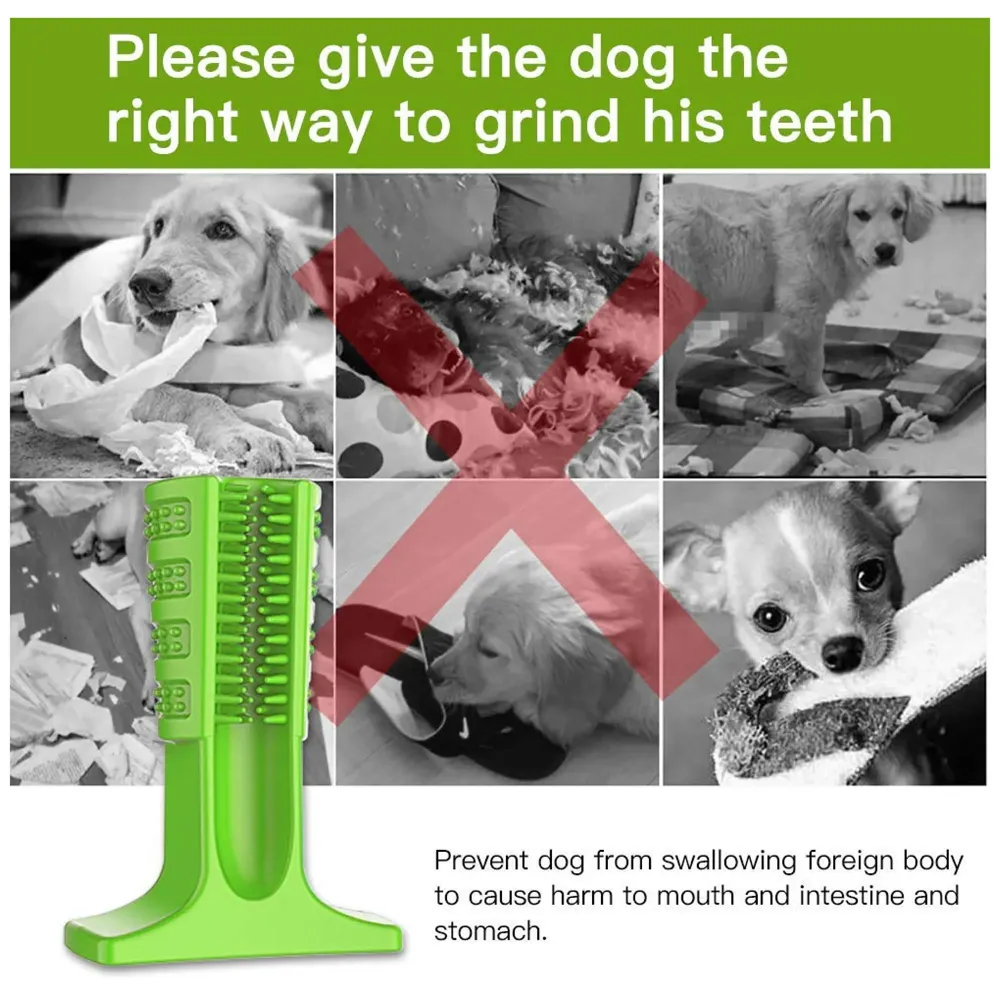 Dog Toothbrush Stick-Puppy Dental Care Brushing Stick Effective Doggy Teeth Cleaning Massager Nontoxic Natural Rubber Bite Resistant Chew Toys for Dogs Pets (Large breeds)