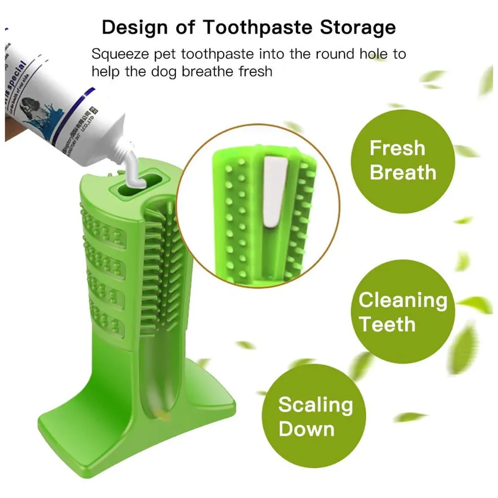 Dog Toothbrush Stick-Puppy Dental Care Brushing Stick Effective Doggy Teeth Cleaning Massager Nontoxic Natural Rubber Bite Resistant Chew Toys for Dogs Pets (Large breeds)