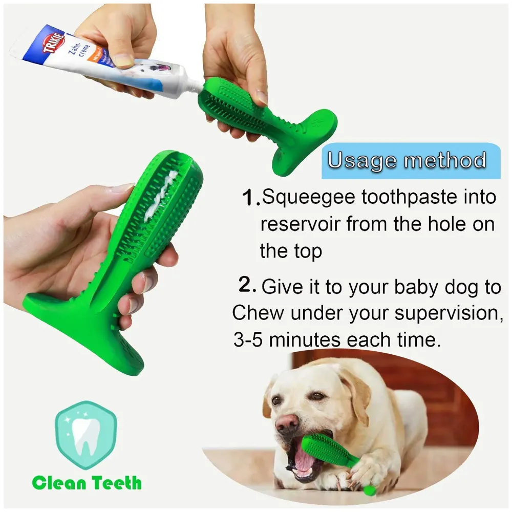 Dog Toothbrush Stick-Puppy Dental Care Brushing Stick Effective Doggy Teeth Cleaning Massager Nontoxic Natural Rubber Bite Resistant Chew Toys for Dogs Pets (Large breeds)