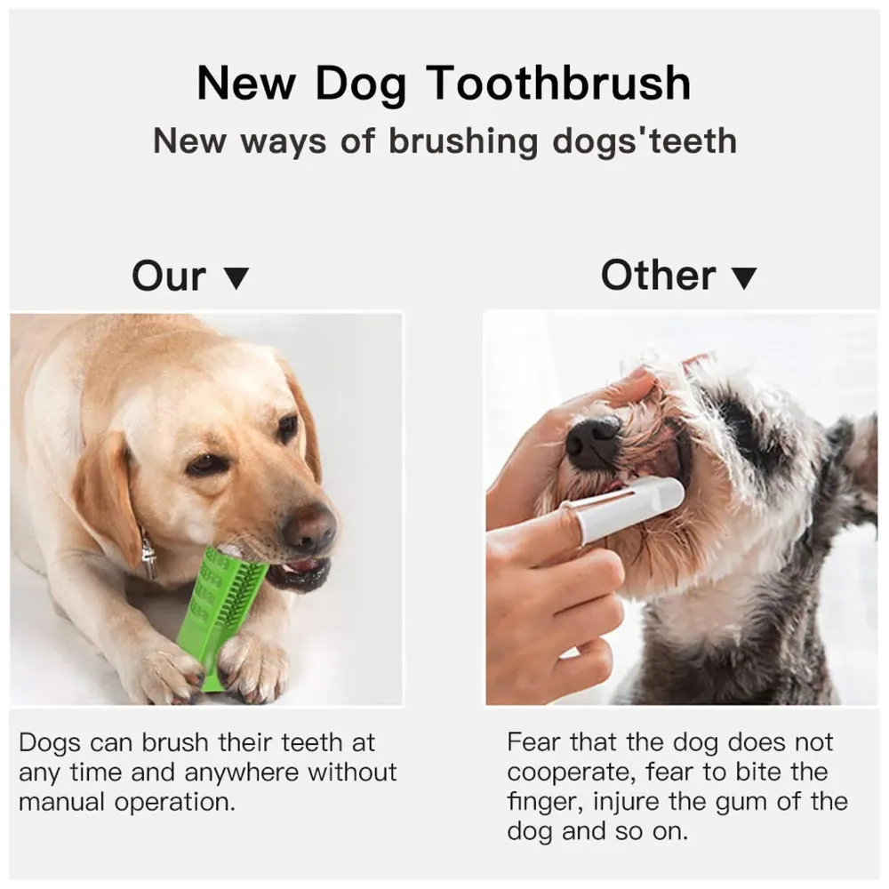 Dog Toothbrush Stick-Puppy Dental Care Brushing Stick Effective Doggy Teeth Cleaning Massager Nontoxic Natural Rubber Bite Resistant Chew Toys for Dogs Pets (Large breeds)