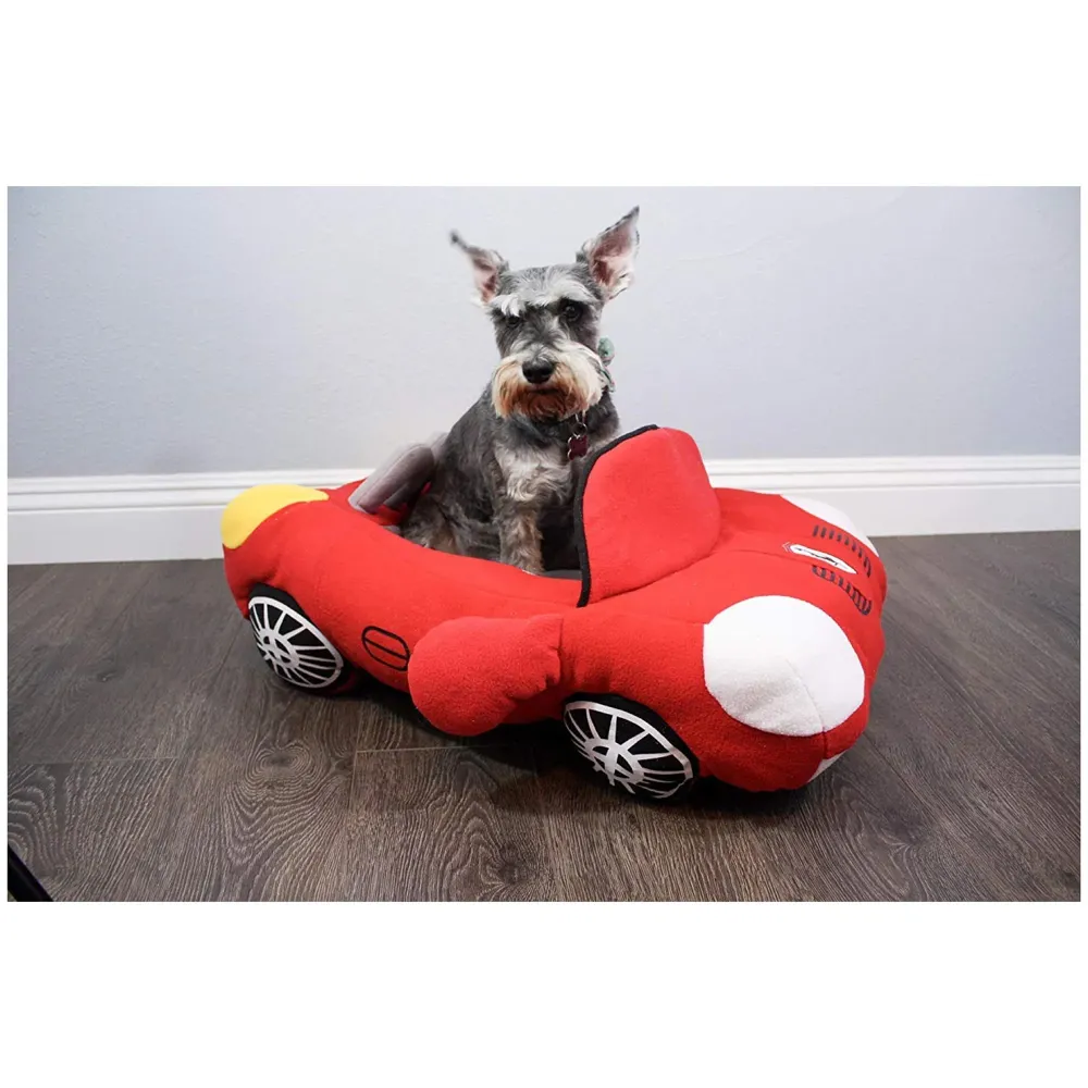 Cute Cozy Black Car Pet Beds Cover for Small to Medium Size Dog 27.6" X 19.7" X 7.9" (Red)