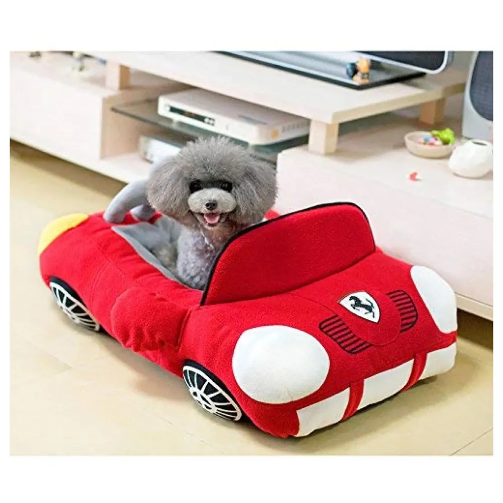 Cute Cozy Black Car Pet Beds Cover for Small to Medium Size Dog 27.6" X 19.7" X 7.9" (Red)