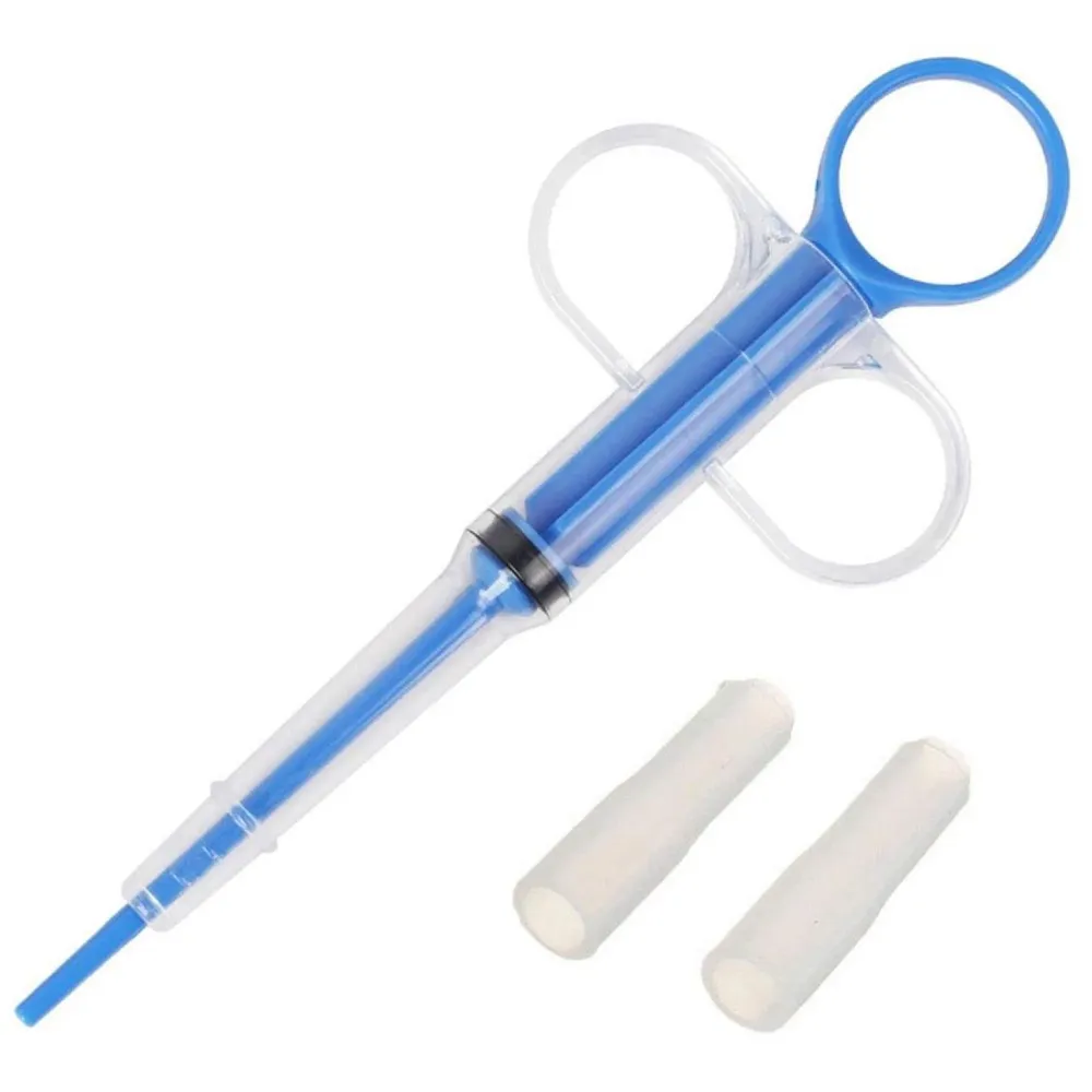 Pet Pill Dispenser, Pet Pill Tablet Shooter with Soft Silicone Tip, Medicine Feeding Dispenser Pill Pusher Water Dropper Feeding Kit for Dogs Cats Animals (Blue)