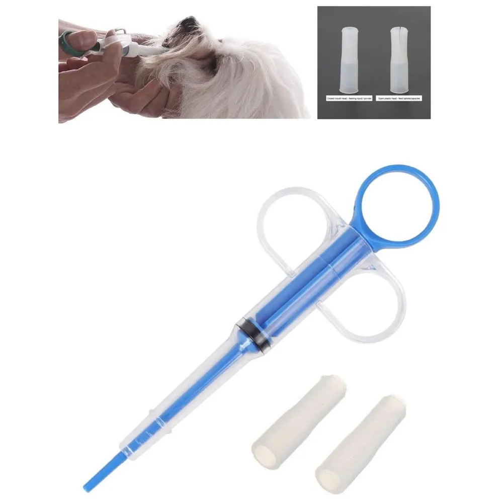 Pet Pill Dispenser, Pet Pill Tablet Shooter with Soft Silicone Tip, Medicine Feeding Dispenser Pill Pusher Water Dropper Feeding Kit for Dogs Cats Animals (Blue)