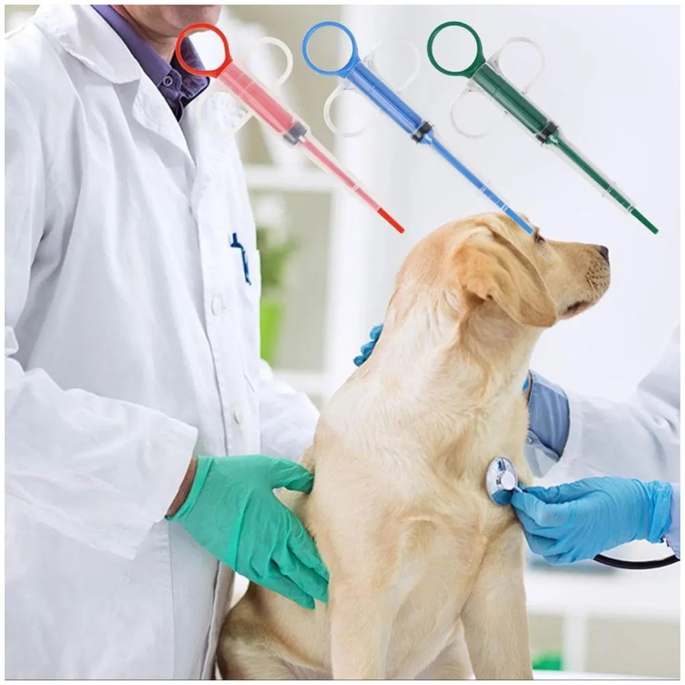 Pet Pill Dispenser, Pet Pill Tablet Shooter with Soft Silicone Tip, Medicine Feeding Dispenser Pill Pusher Water Dropper Feeding Kit for Dogs Cats Small Animals (Red)