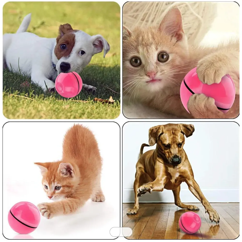 Automatic Ball Self Rotating Ball Pet Toy Ball for Dogs, Cats, Kittens for Fun & Exercise, Battery Powered.