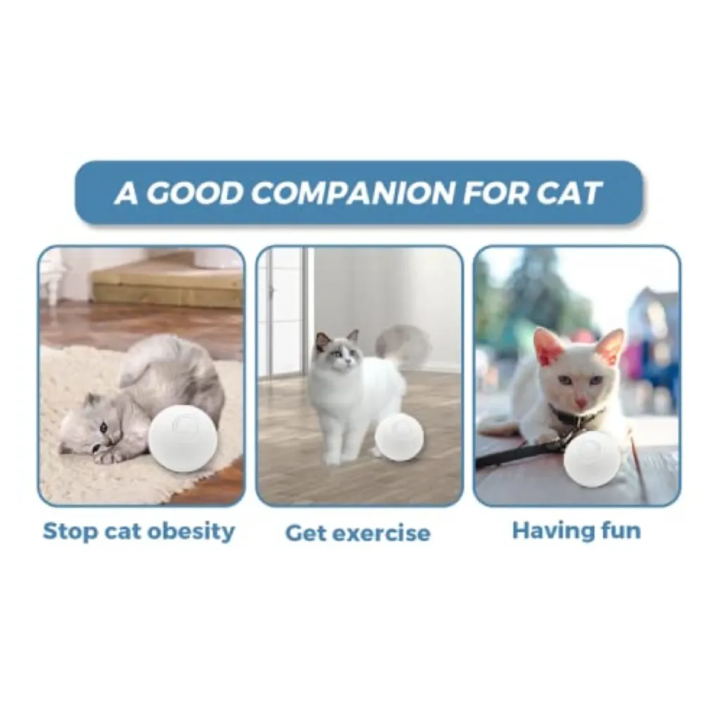 Automatic Ball Self Rotating Ball Pet Toy Ball for Dogs, Cats, Kittens for Fun & Exercise, Battery Powered.