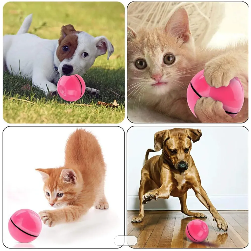 Smart Automatic 360 Self-Rotating Pet Toy Ball for Dogs, Cats, Kittens for Fun & Exercise, Battery Powered. (Pink)