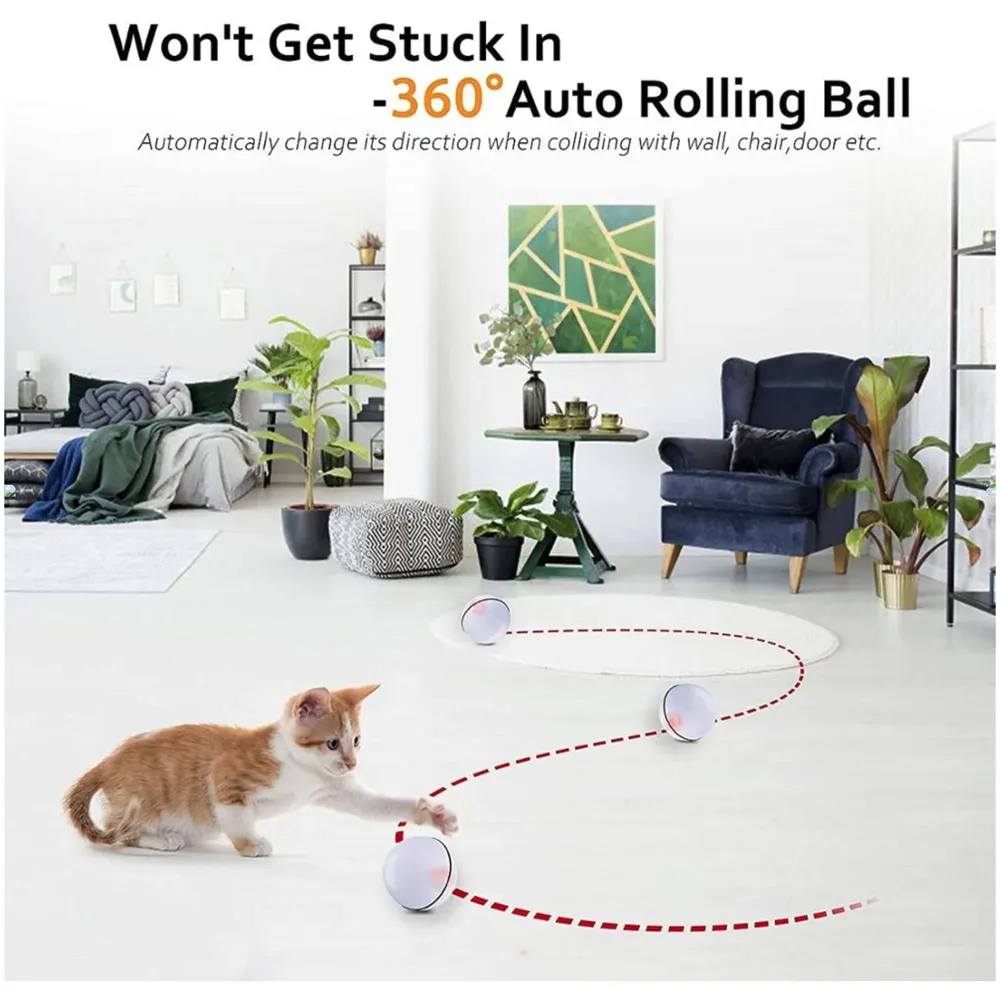 Smart Automatic 360 Self-Rotating Pet Toy Ball for Dogs, Cats, Kittens for Fun & Exercise, Battery Powered. (Pink)