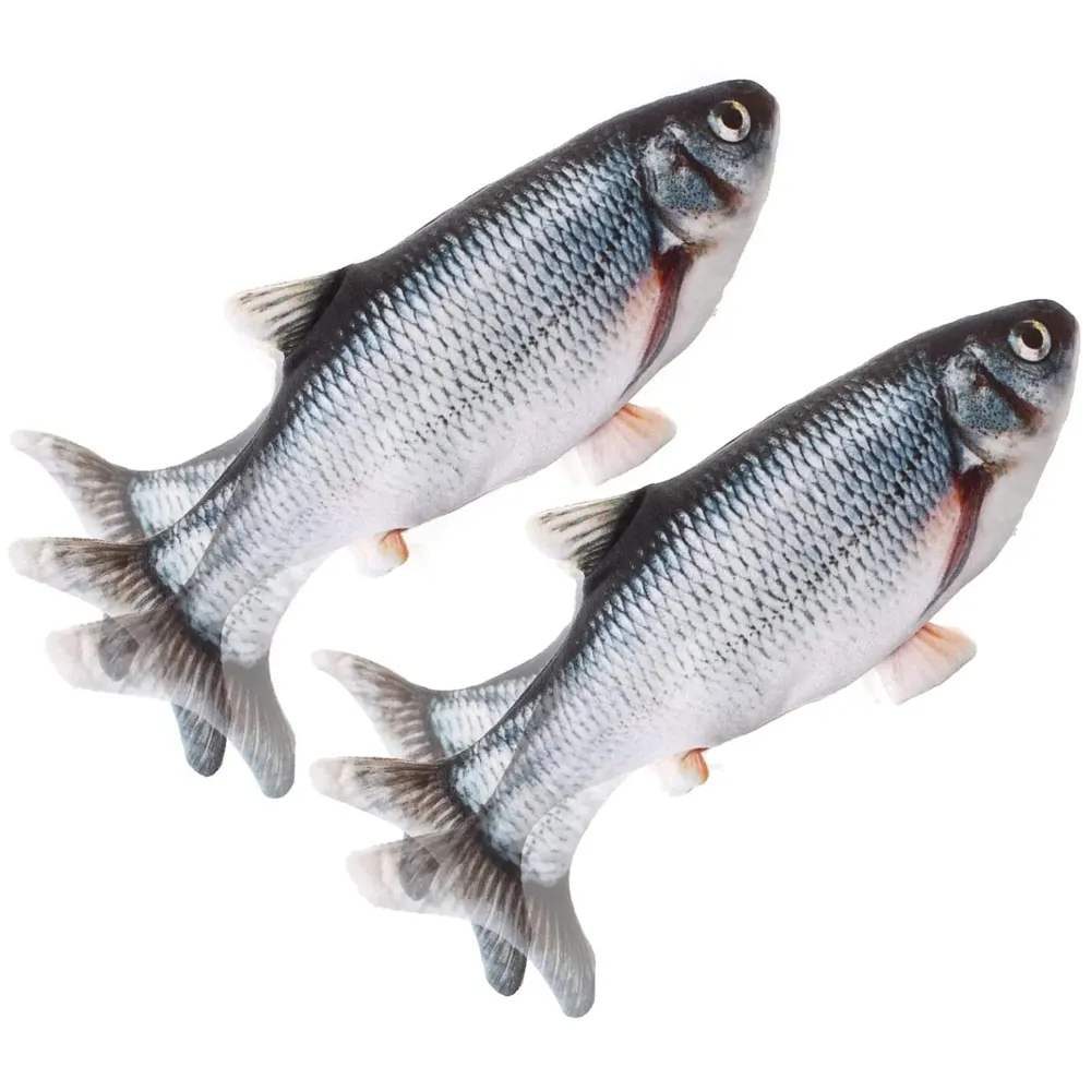 2-Piece Electric Jumping Fish Cat Toy – Interactive Wagging Tail Plush for Indoor Cats and Kittens – USB Rechargeable Flopping Fish