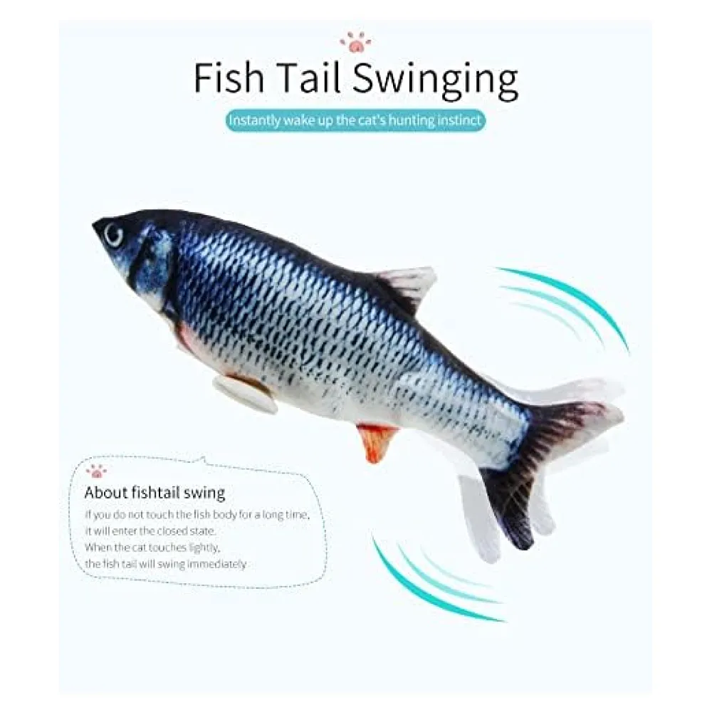 2-Piece Electric Jumping Fish Cat Toy – Interactive Wagging Tail Plush for Indoor Cats and Kittens – USB Rechargeable Flopping Fish Premium