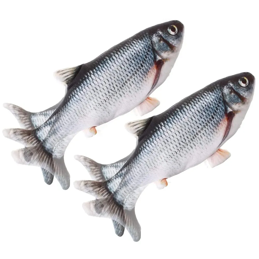 2-Piece Electric Jumping Fish Cat Toy – Interactive Wagging Tail Plush for Indoor Cats and Kittens – USB Rechargeable Flopping Fish