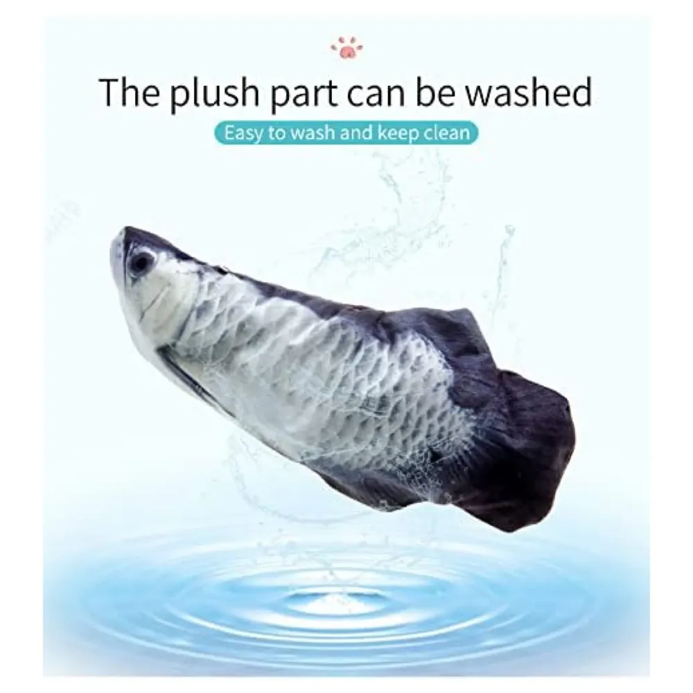 2-Piece Electric Jumping Fish Cat Toy – Interactive Wagging Tail Plush for Indoor Cats and Kittens – USB Rechargeable Flopping Fish