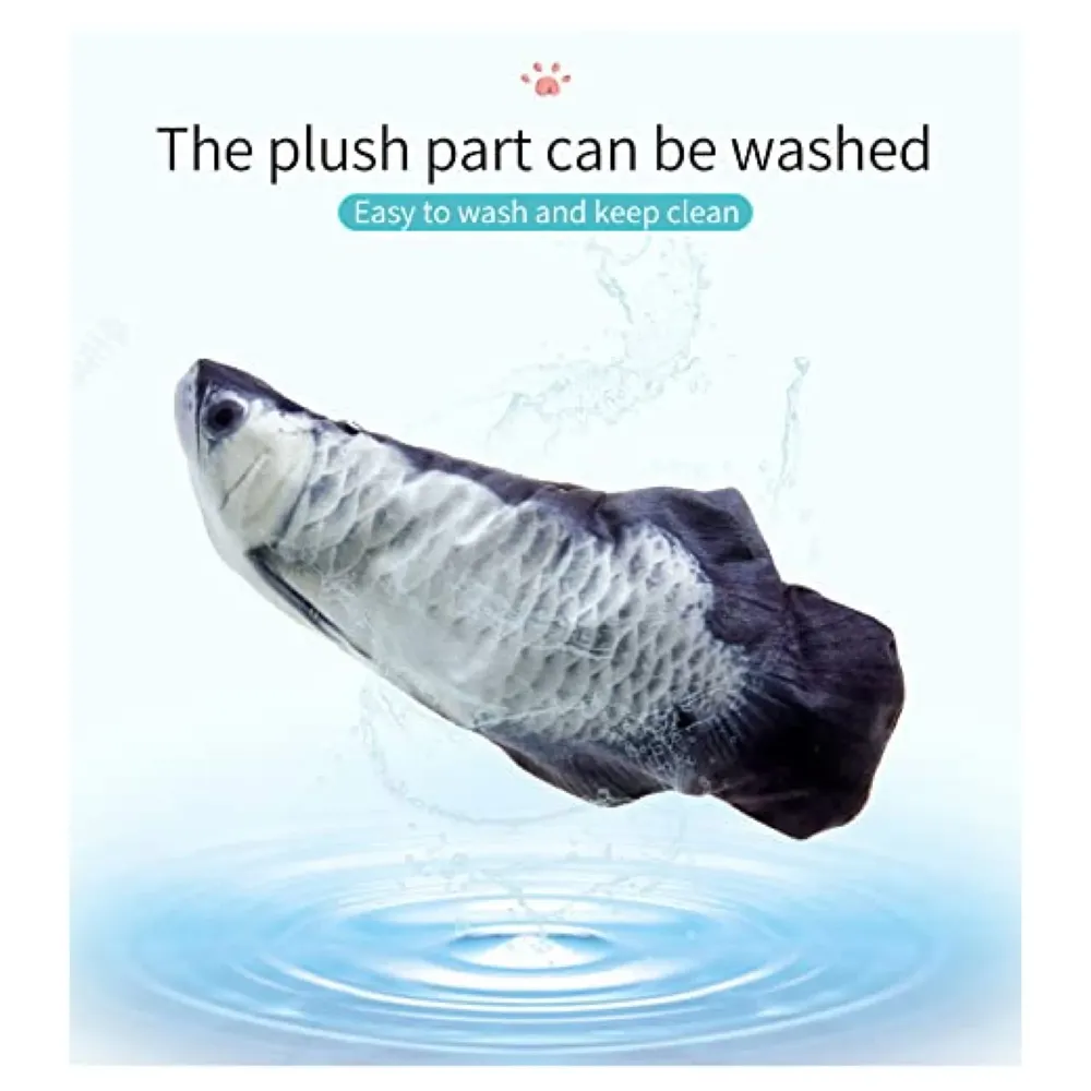 Simulation Jumping Electric Fish Cat Toys for Kittens, Wagging Fish Tail Toy, Cat Plush Toy,Cat Toy,Catnip Toy, USB Powered,Simulation Catfish Toy - 8
