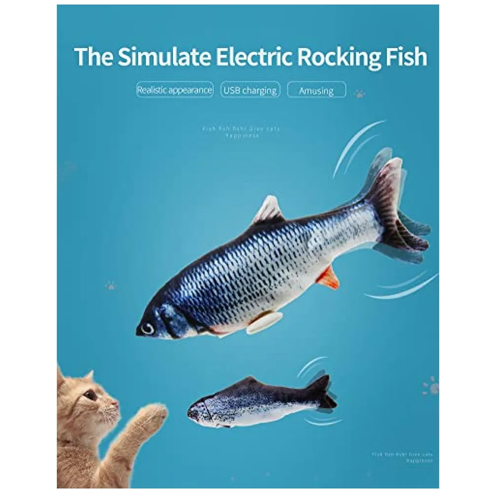 Simulation Jumping Electric Fish Cat Toy for Kittens, Wagging Fish Tail, Plush Catnip Toy, USB Powered Premium