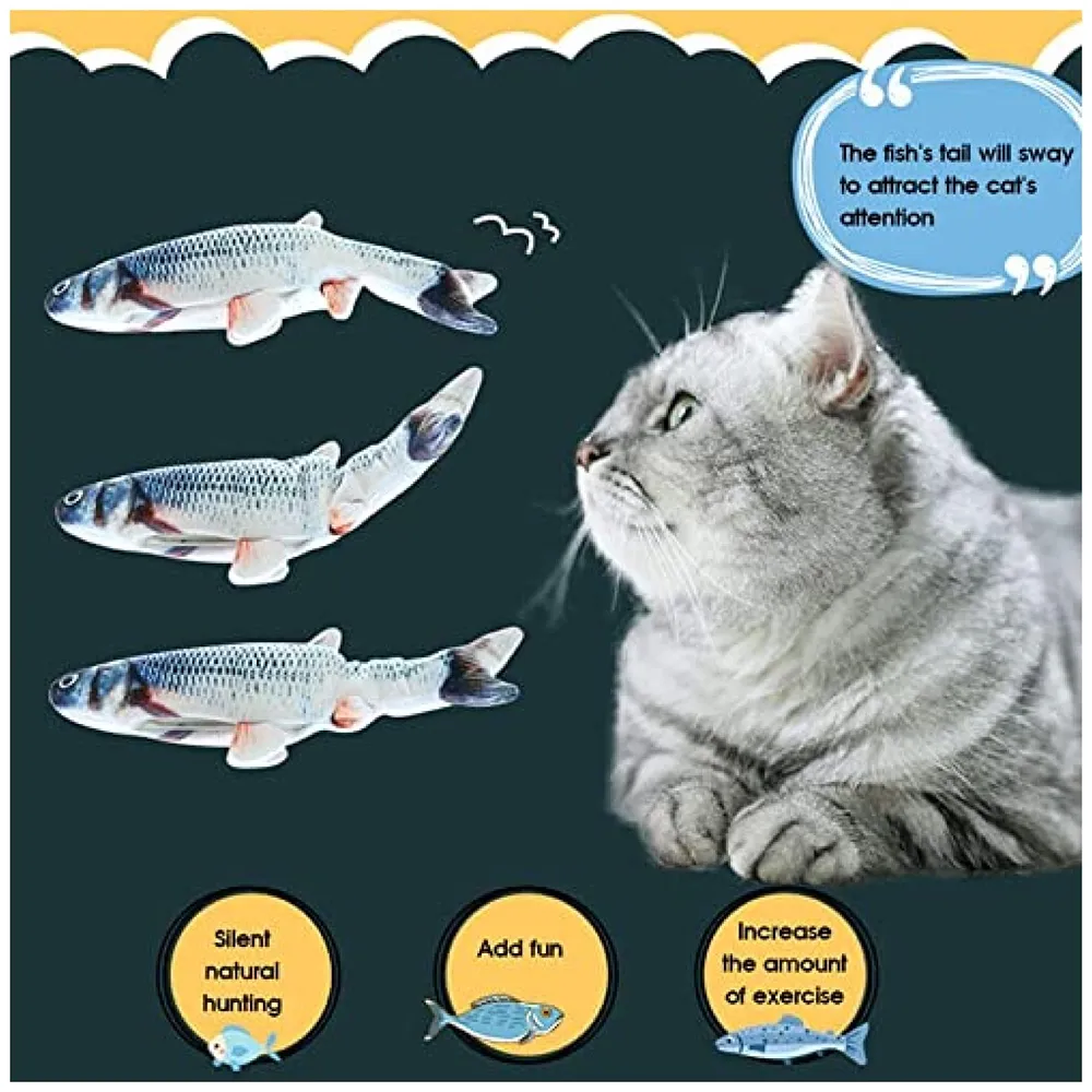 Simulation Jumping Electric Fish Cat Toy for Kittens, Wagging Fish Tail, Plush Catnip Toy, USB Powered Premium