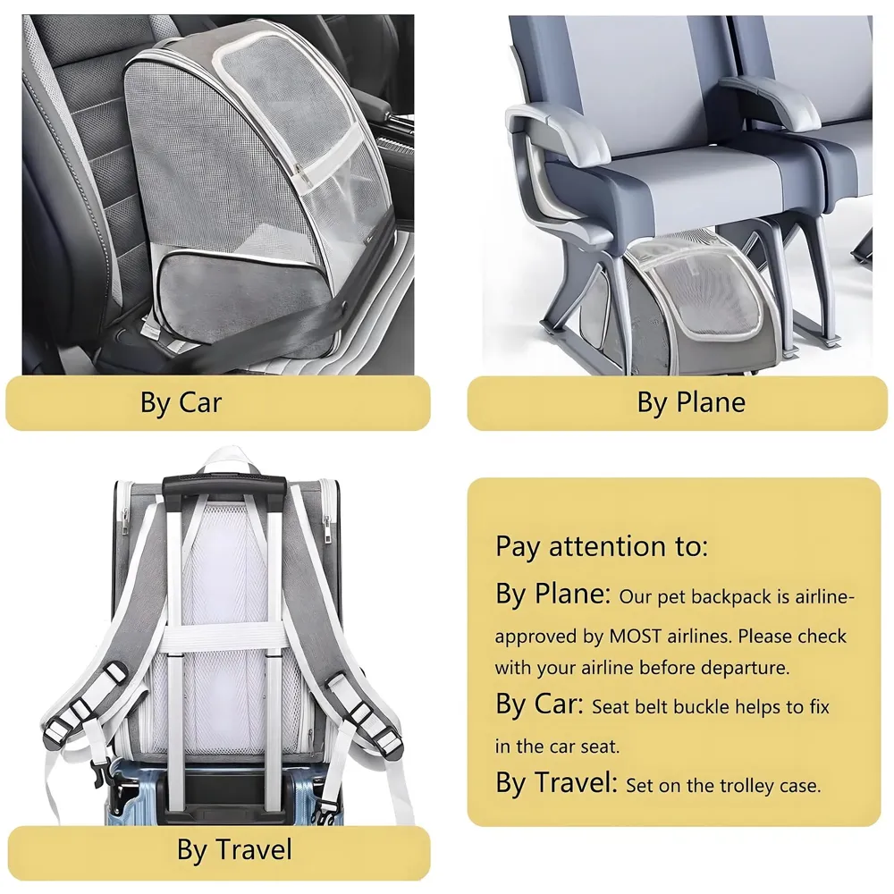 Pet Carrier Backpack for Dogs and Cats Puppies Birds, Fully Ventilated Mesh, Designed for Travel Hiking Walking Outdoor Use (Black) 7 Kgs Load Capacity - 2