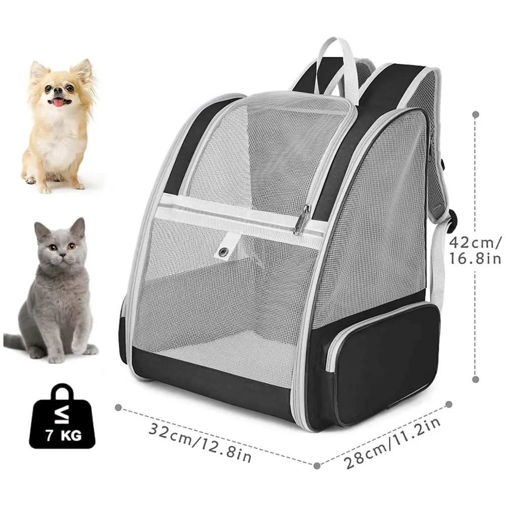 Pet Carrier Backpack for Dogs and Cats Puppies Birds, Fully Ventilated Mesh, Designed for Travel Hiking Walking Outdoor Use (Black) 7 Kgs Load Capacity - 4