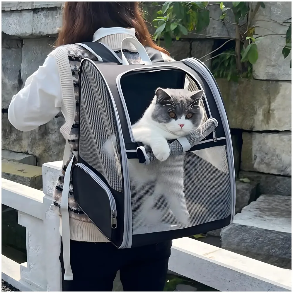 Pet Carrier Backpack for Dogs and Cats Puppies Birds, Fully Ventilated Mesh, Designed for Travel Hiking Walking Outdoor Use (Black) 7 Kgs Load Capacity - 5