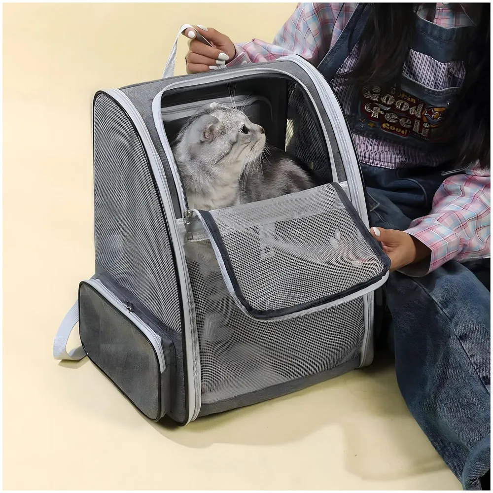 Pet Carrier Backpack for Dogs and Cats Puppies Birds, Fully Ventilated Mesh, Designed for Travel Hiking Walking Outdoor Use (Black) 7 Kgs Load Capacity - 6