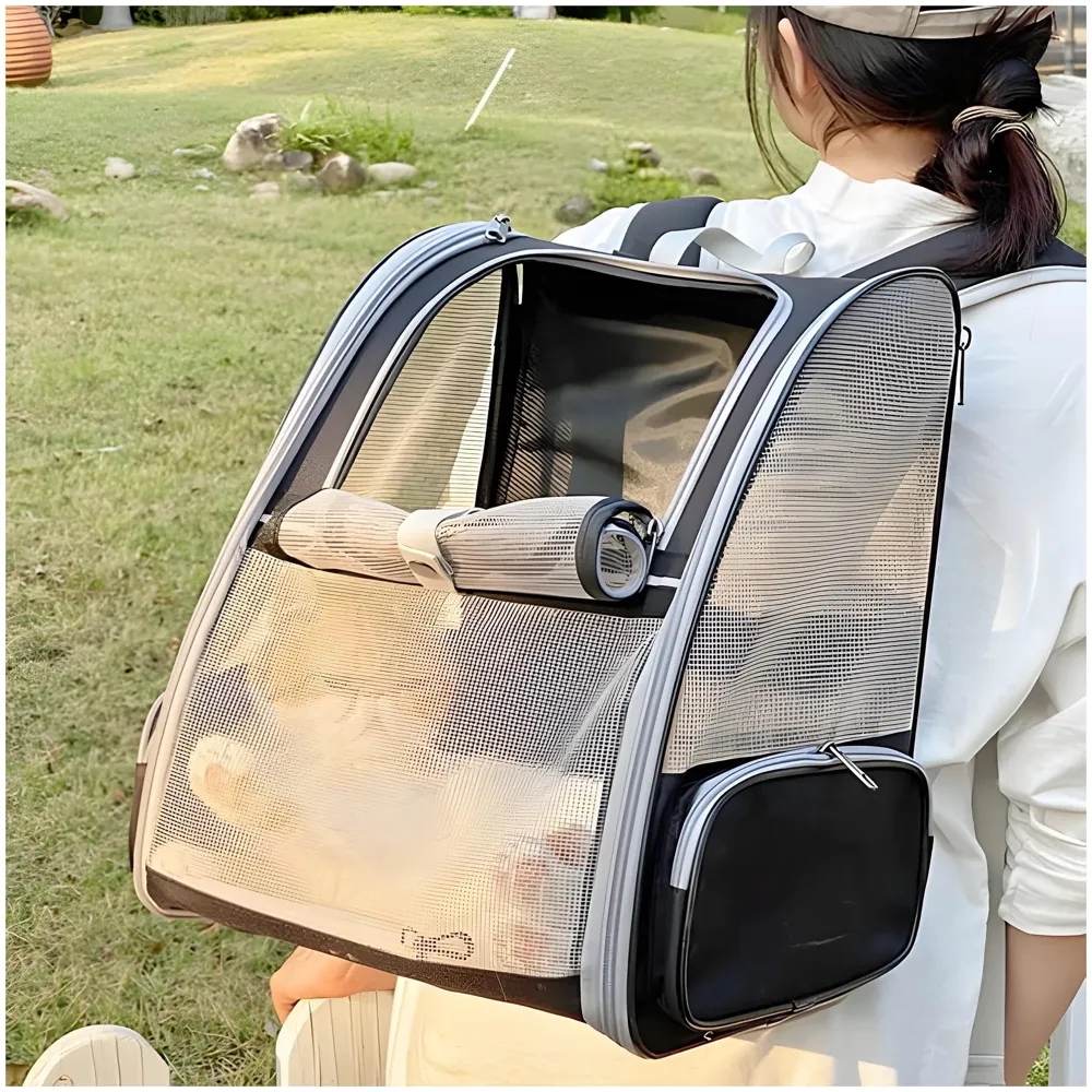 Pet Carrier Backpack for Dogs and Cats Puppies Birds, Fully Ventilated Mesh, Designed for Travel Hiking Walking Outdoor Use (Black) 7 Kgs Load Capacity - 7
