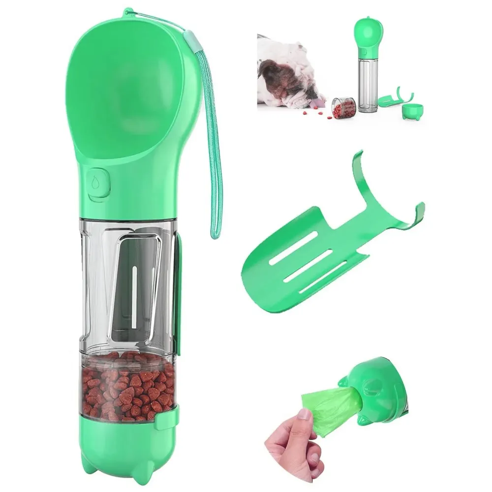 Leak-Free, Portable Water Bottles for Dogs Water Dispenser with Feeding and Drinking Features for Dogs Lightweight Canine Pet Water Dispenser for Travel and Walking, 300ml