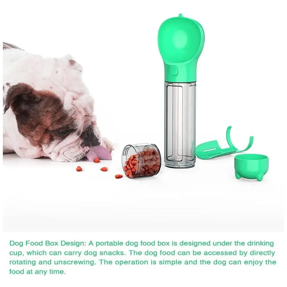 Leak-Free, Portable Water Bottles for Dogs Water Dispenser with Feeding and Drinking Features for Dogs Lightweight Canine Pet Water Dispenser for Travel and Walking, 300ml - 7