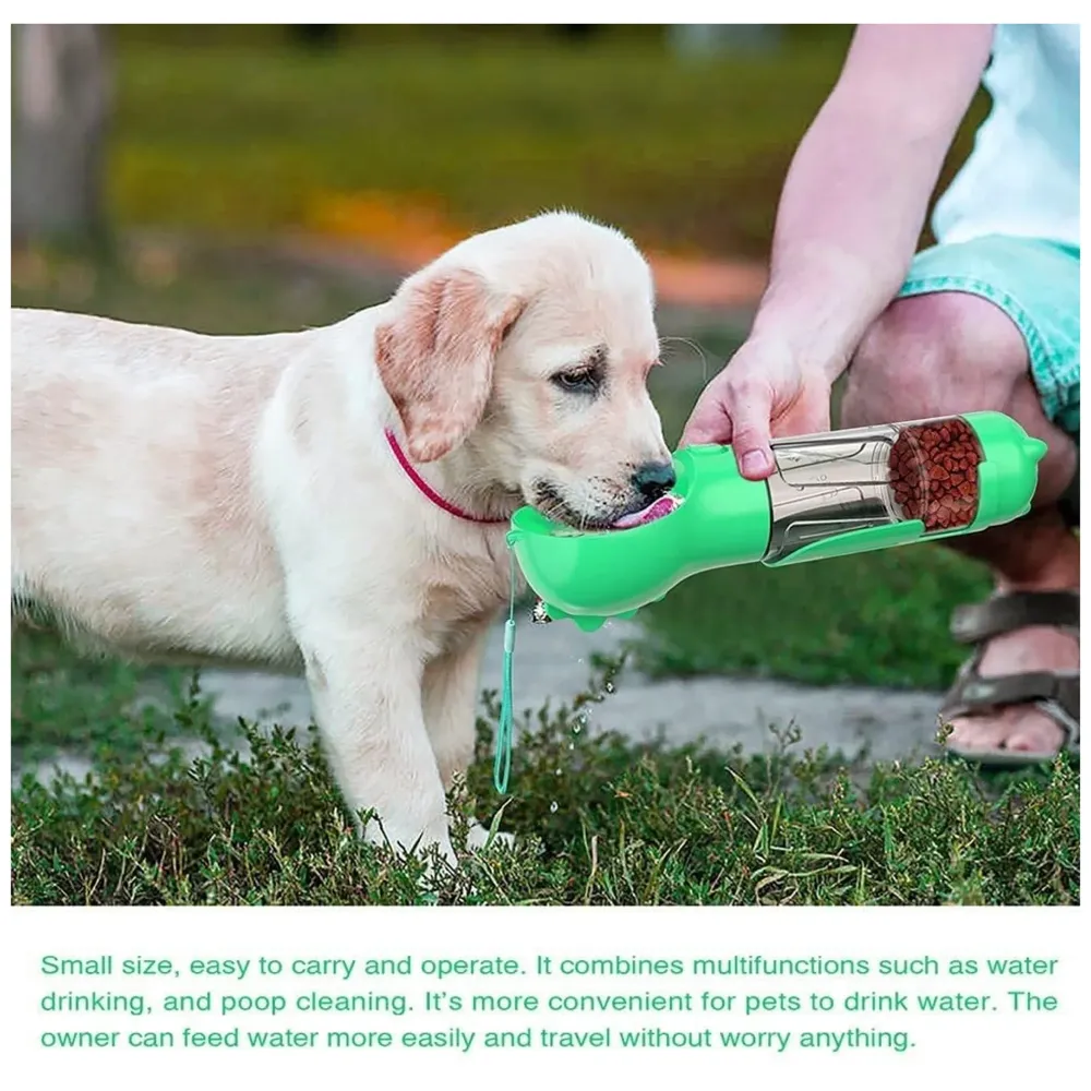 Leak-Free, Portable Water Bottles for Dogs Water Dispenser with Feeding and Drinking Features for Dogs Lightweight Canine Pet Water Dispenser for Travel and Walking, 300ml