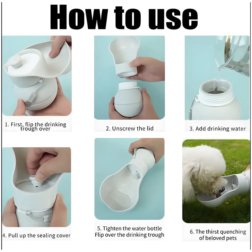 pet Water Bottle Foldable Portable for Dogs Water Dispenser with Feeding and Drinking Lightweight for Travel and Walking, Collapsible, 30cm x 12cm