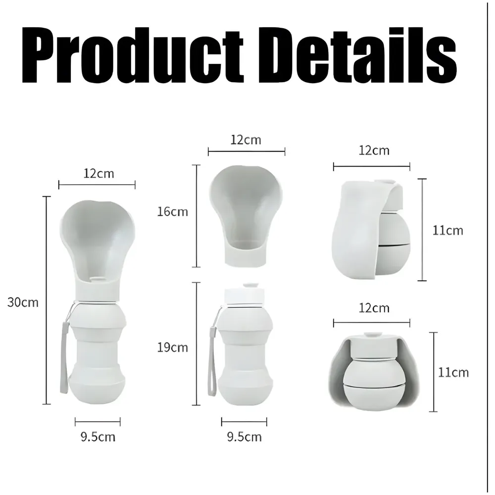 pet Water Bottle Foldable Portable for Dogs Water Dispenser with Feeding and Drinking Lightweight for Travel and Walking, Collapsible, 30cm x 12cm