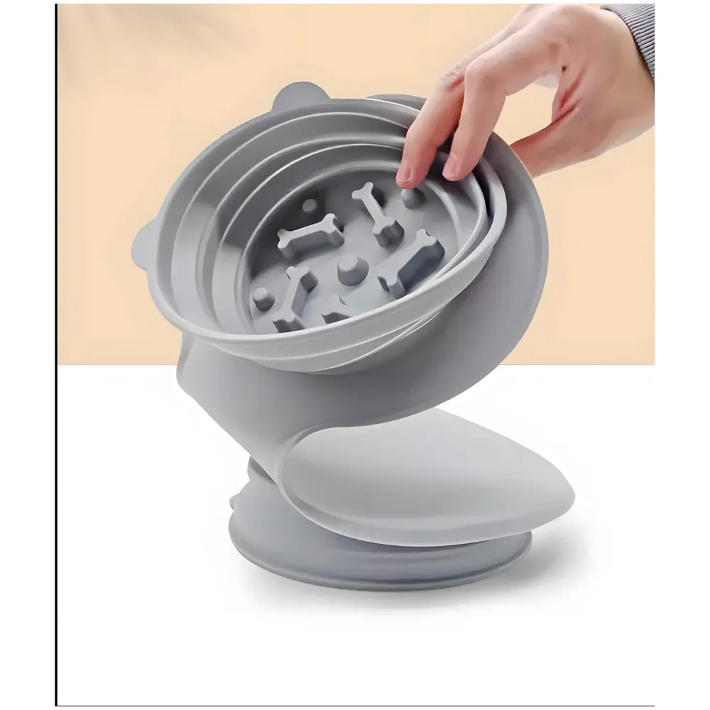 Foldable Collapsible Pet Bowl Dog Water and Food Bowl No Spill No-Slip Pet Water Dispenser 1.5L Slow Drinking Bowl for Dogs and Cats Silicone - 36cm x 5.5cm - 2