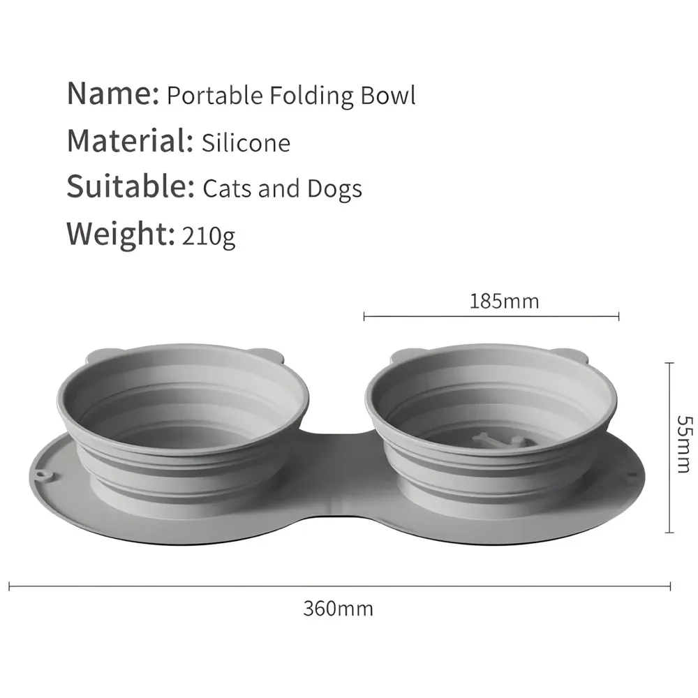 Foldable Collapsible Pet Bowl Dog Water and Food Bowl No Spill No-Slip Pet Water Dispenser 1.5L Slow Drinking Bowl for Dogs and Cats Silicone - 36cm x 5.5cm - 5