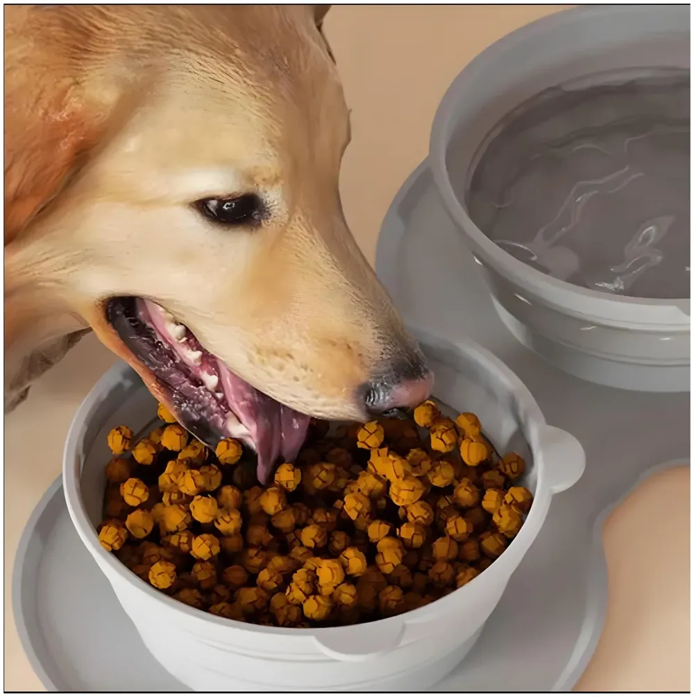 Foldable Collapsible Pet Bowl Dog Water and Food Bowl No Spill No-Slip Pet Water Dispenser 1.5L Slow Drinking Bowl for Dogs and Cats Silicone - 36cm x 5.5cm - 7