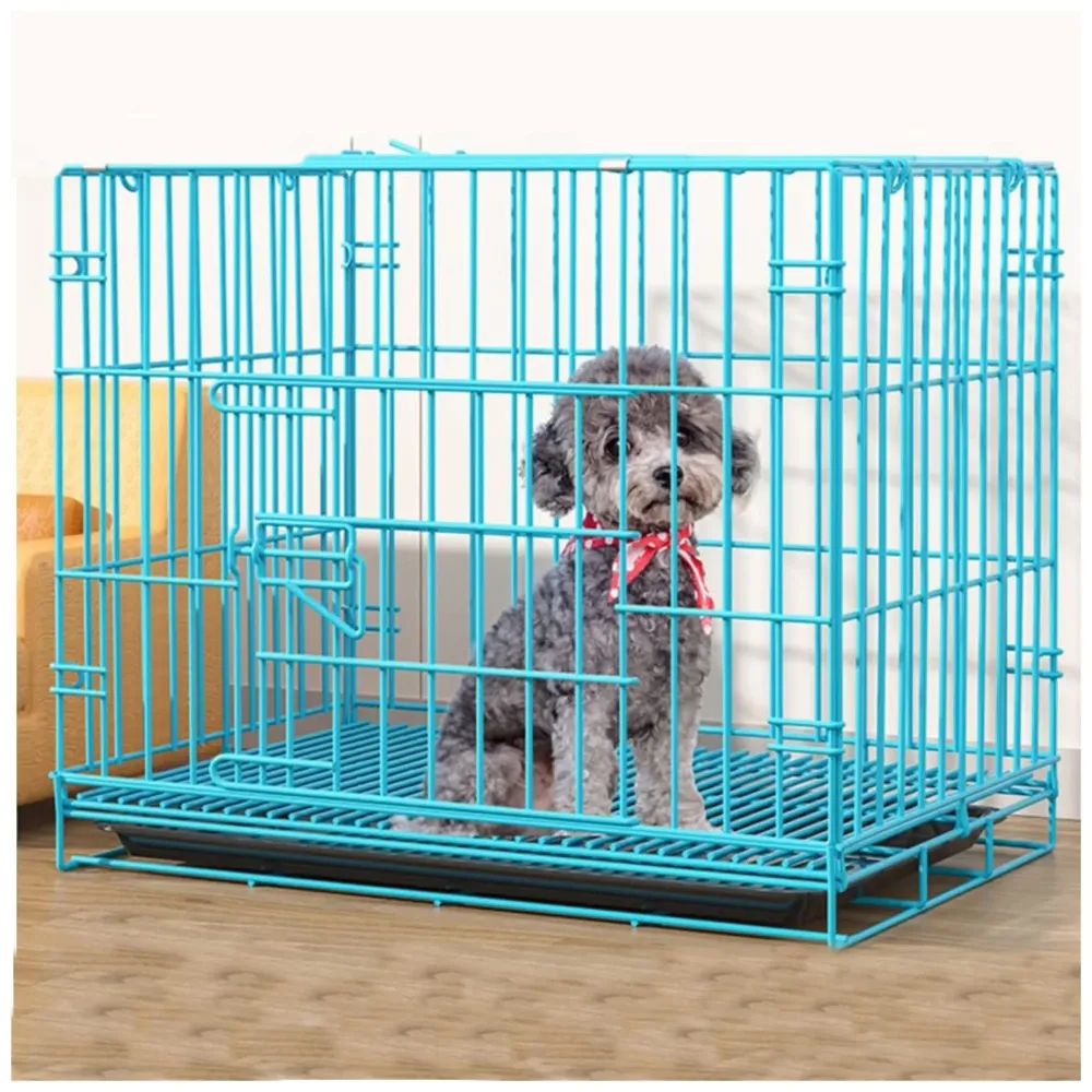 24 Inch Pet cage, Dog Cage Double Door with Removable Tray and Paw Protector Crate Carrier Play Pen pet House Fence Kennel (Regular - 24 x 20 Inch)