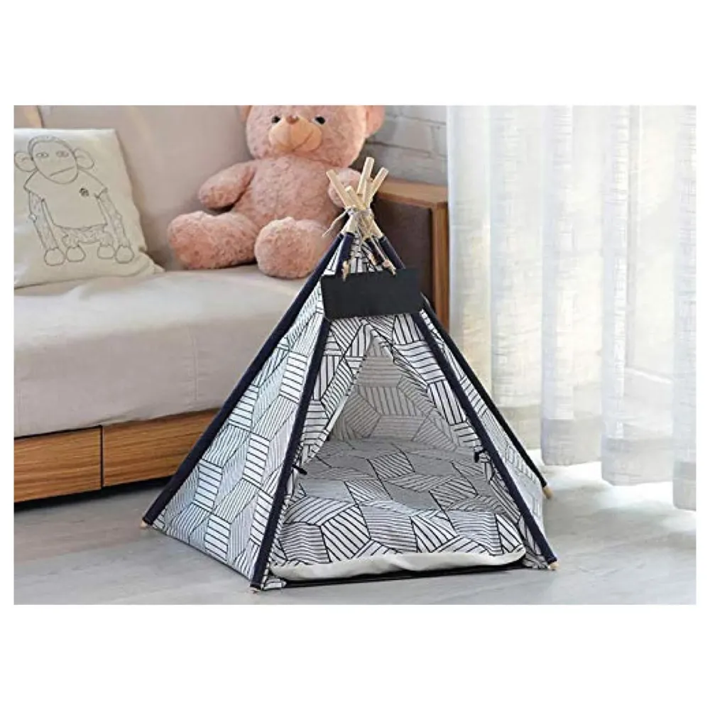 Pet Tent House Canopy Dog & Cat Bed with Cushion- Luxury Dog Tents & Pet Houses with Cushion & Blackboard for Name 60cm X 50cm