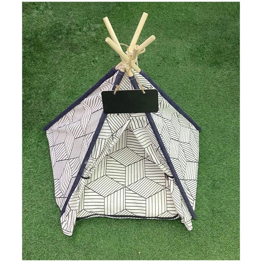 Pet Tent House Canopy Dog & Cat Bed with Cushion- Luxury Dog Tents & Pet Houses with Cushion & Blackboard for Name 60cm X 50cm
