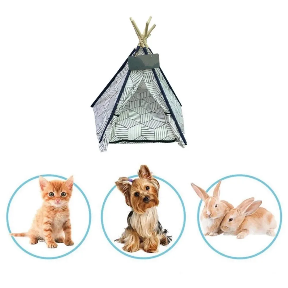 Pet Tent House Canopy Dog & Cat Bed with Cushion- Luxury Dog Tents & Pet Houses with Cushion & Blackboard for Name 60cm X 50cm