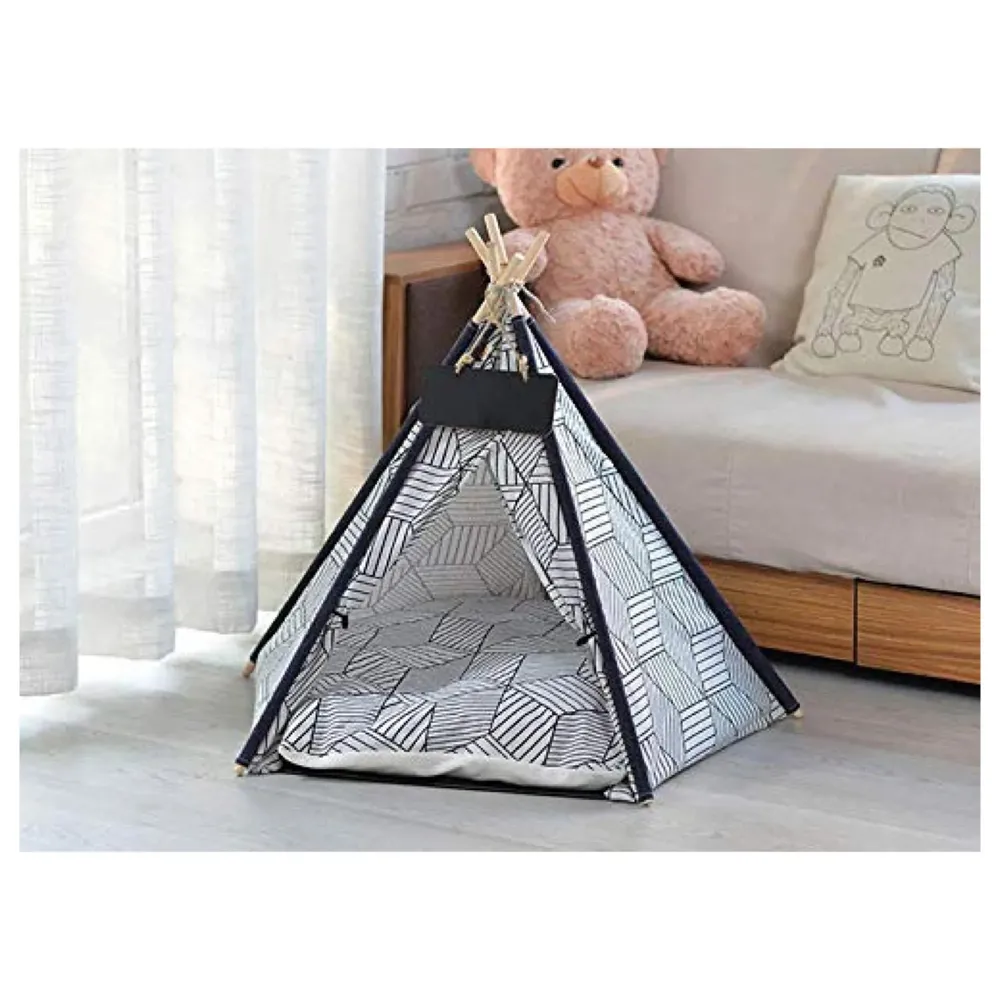 Pet Tent House Canopy Dog & Cat Bed with Cushion- Luxury Dog Tents & Pet Houses with Cushion & Blackboard for Name 60cm X 50cm
