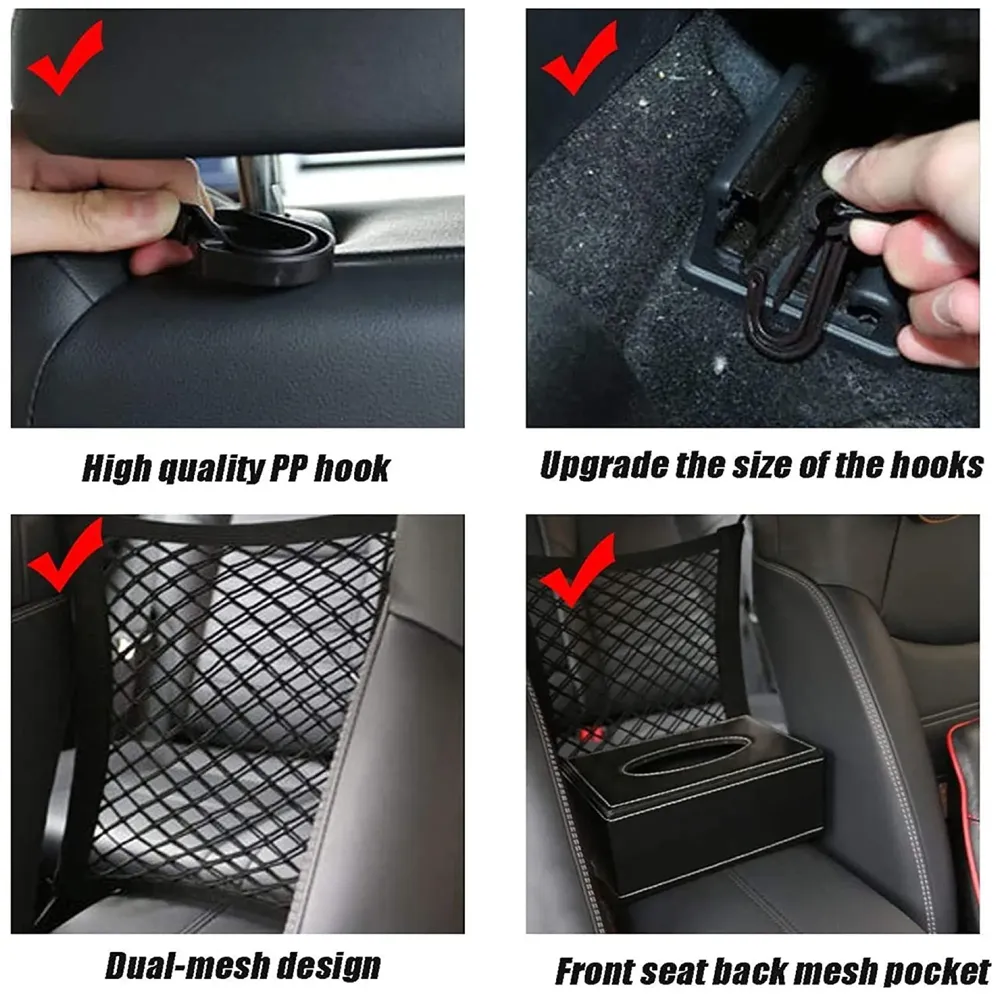 Dog Car Net Barrier Pet Barrier with Auto Safety Mesh Organizer | Baby Stretchable Storage Bag Universal for Cars, SUVs -Easy Install, Car Divider for Driving Safely with Children & Pets