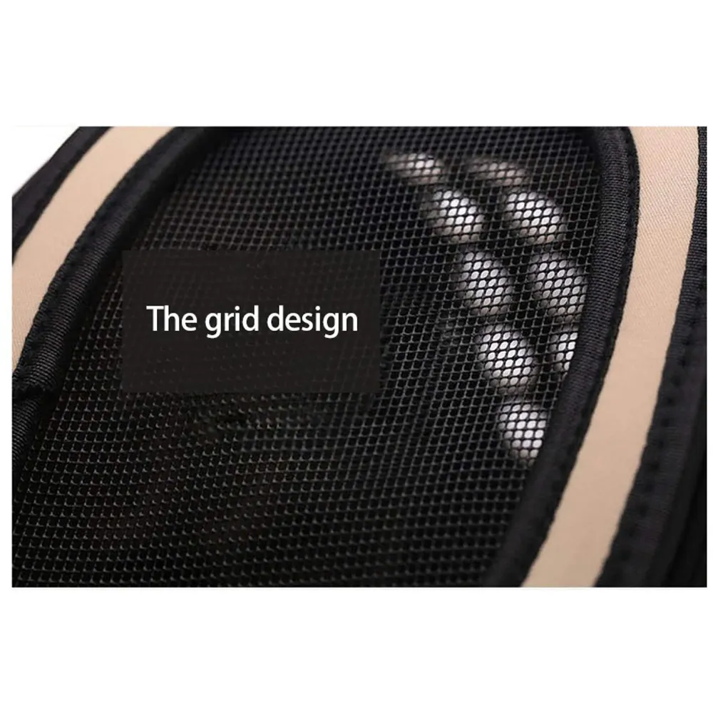 Portable Breathable EVA Car Soft Fabric Pet Carrier Folding Outdoor Storage Puppy Travel Transport Bag Pack for Dog Cat 43 x 38 x 30 cm (Beige) - 3